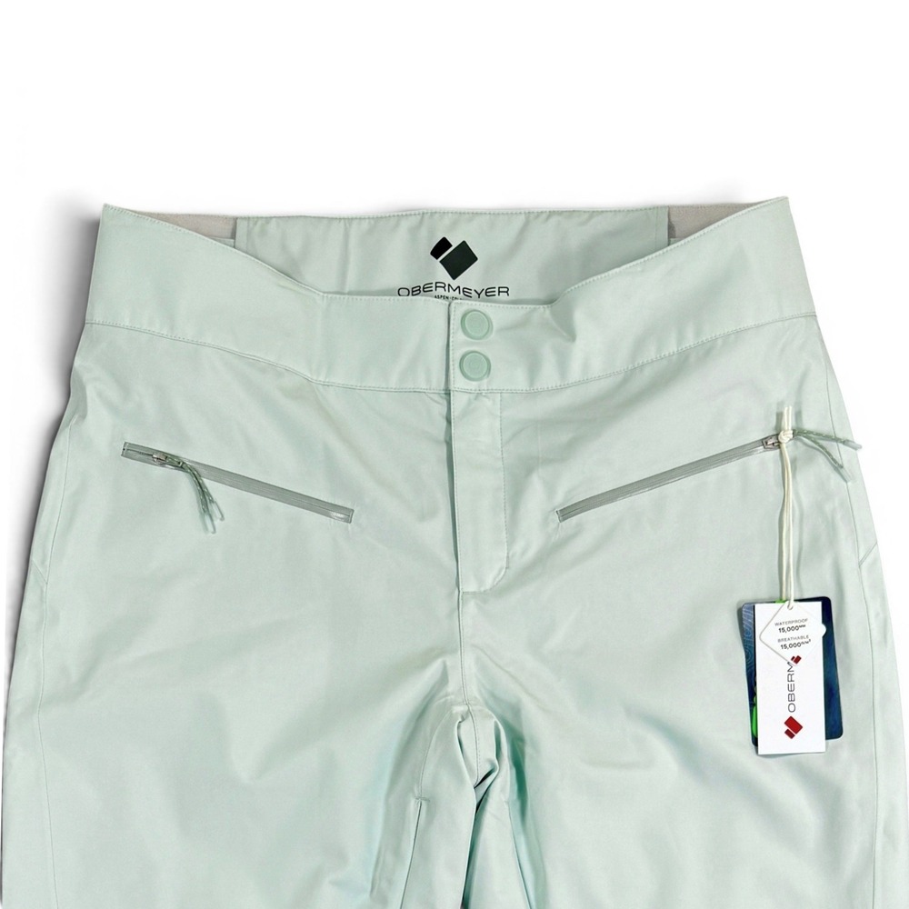 OBERMEYER Bliss Ski Pants Womens 12 Mint Green Winter Snow Sport Water-Resistant - Picture 4 of 11